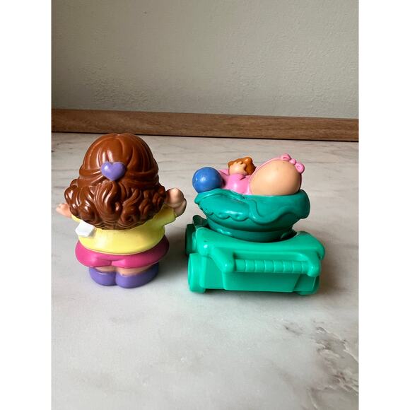 Fisher-Price Little People Mom holding Bottle Figure with Baby and Stroller - Picture 3 of 5